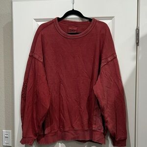 Aerie oversized crew neck sweatshirt with crochet elbow patch Large